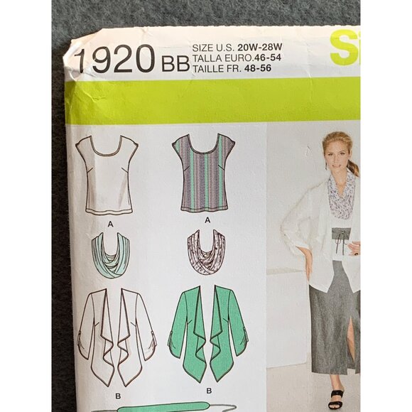 Simplicity Misses Shirt Skirt Coat Sewing Pattern sz 20W-28W 1920 - uncut - Picture 2 of 3
